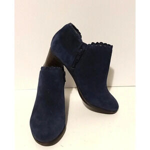 WOMENS' JACK ROGERS MARIANNE SUEDE ANKLE BOOTS BOOTIES BLUE SIDE ZIP SZ 5.5 B